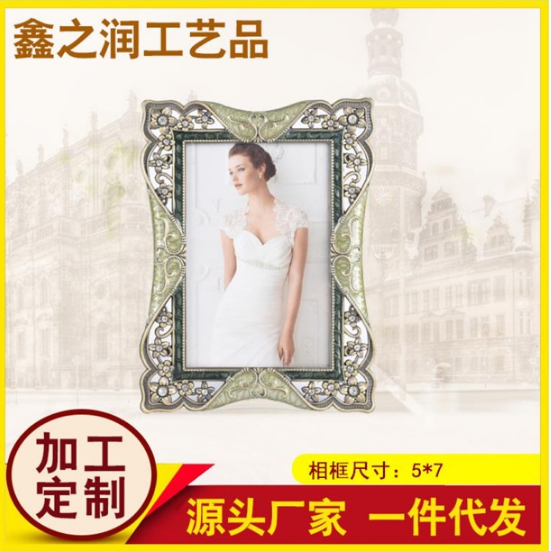 Vintage Europese trouwjurk creatieve foto frame metaal emailfoto foto frame bruiloft frame set aanpassing frames